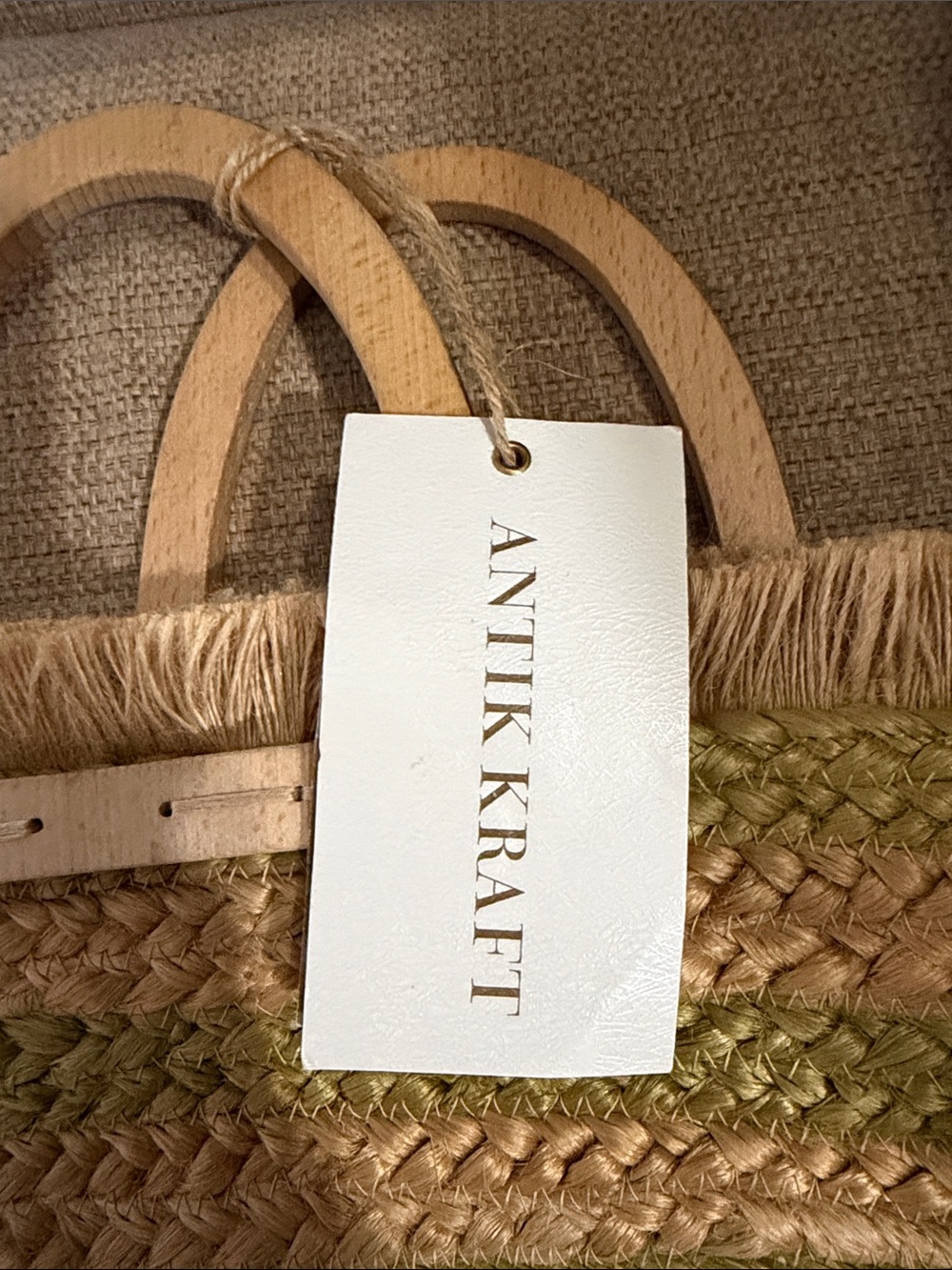 Antik Kraft Dark Citron Jute Straw Tote Purse NWT - Picture 7 of 7